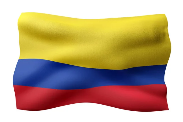 白い背景に隔離されたコロンビア国旗の3Dレンダリング — ストック写真