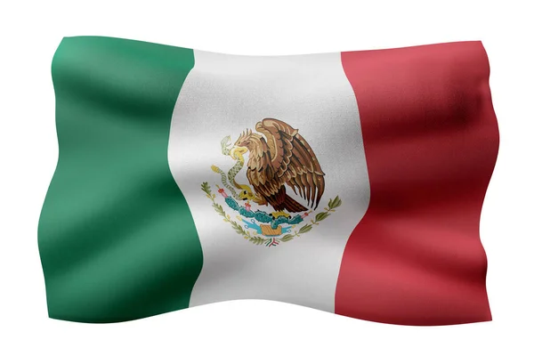 Рендеринг Національного Мексиканського Прапора Ізольованого Білому Тлі — стокове фото