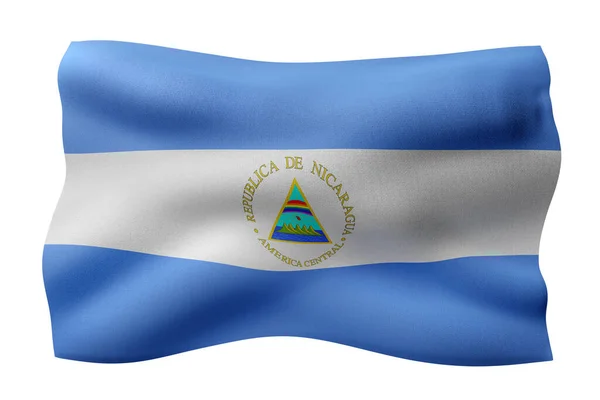 Representación Una Bandera Nacional Nicaragua Aislada Sobre Fondo Blanco —  Fotos de Stock