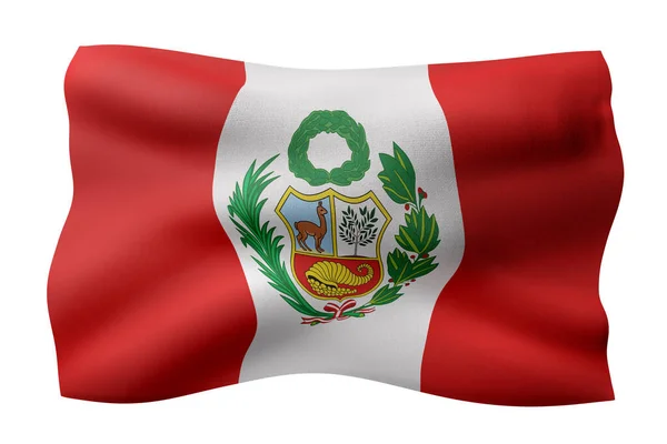 Representación Una Bandera Nacional Perú Aislada Sobre Fondo Blanco — Foto de Stock