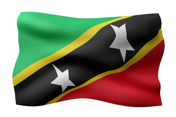 Rendering Una Bandiera Nazionale San Cristoforo Nevis Isolata Sfondo Bianco — Foto Stock
