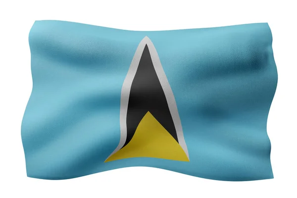 Återgivning Nationell Saint Lucia Flagga Isolerad Vit Bakgrund — Stockfoto