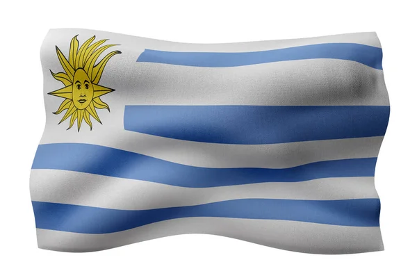 Representación Una Bandera Nacional Uruguay Aislada Sobre Fondo Blanco —  Fotos de Stock