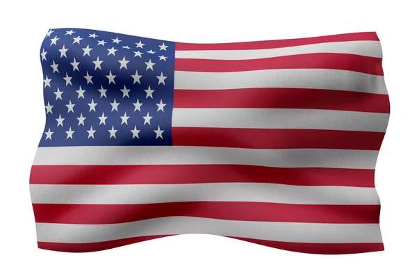 Rendering National Usa Flag Isolated White Background — Stock Photo, Image