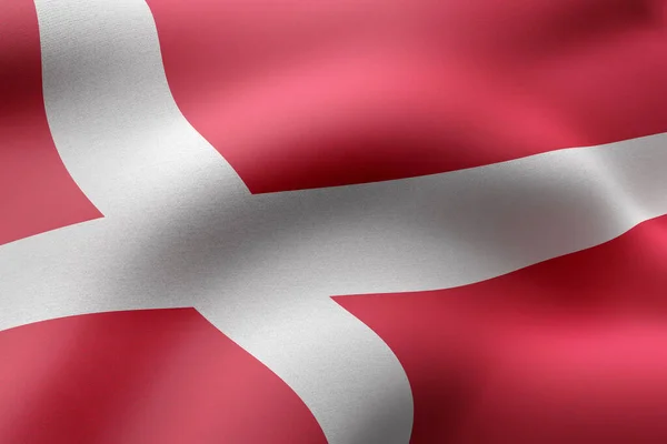 Rendering Detail Silked Denmark Flag — Stock Photo, Image