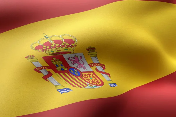 Återgivning Detalj Silkeslen Spansk Flagga — Stockfoto