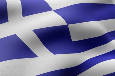 İpek bir Yunanistan bayrağının 3D çizimi