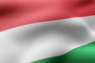 İpek bir Macaristan bayrağının 3D çizimi