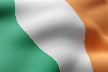 İpek bir İrlanda bayrağının 3D çizimi