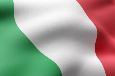 İpeksi bir İtalya bayrağının 3D çizimi