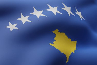 İpeksi bir Kosova bayrağının üç boyutlu canlandırması