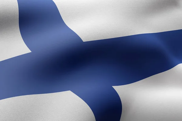 Egy Selymes Finn Zászló Részleteinek Bemutatása — Stock Fotó
