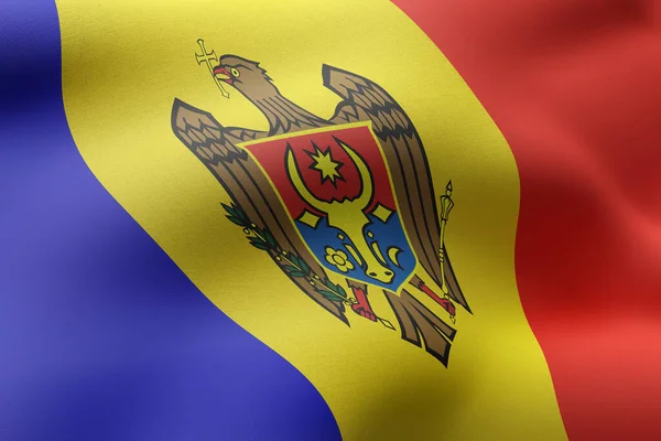 絹のようなモルドバの旗の詳細の3Dレンダリング — ストック写真