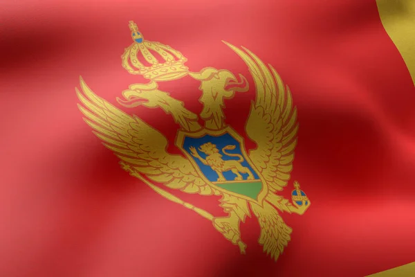 Rendering Dettaglio Una Bandiera Serigrafata Del Montenegro — Foto Stock