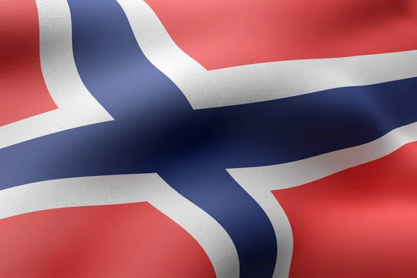 Representación Detalle Una Bandera Noruega Sedosa —  Fotos de Stock