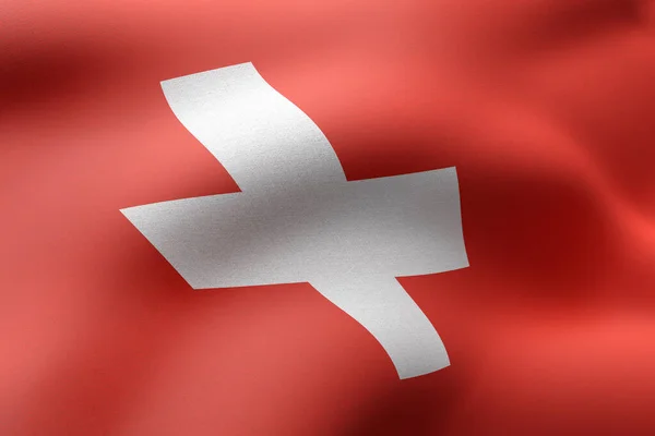 絹のようなスイス国旗の3Dレンダリング — ストック写真