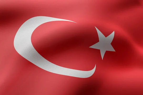 絹のようなトルコの旗の詳細の3Dレンダリング — ストック写真