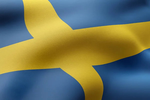 Representación Detalle Una Bandera Suecia Sedosa — Foto de Stock