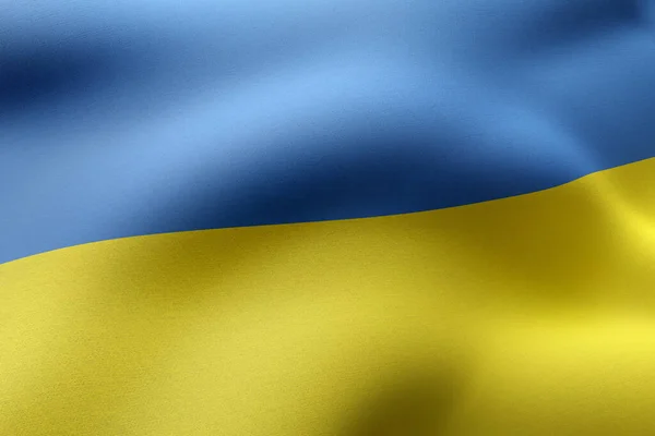 絹のようなウクライナの旗の詳細の3Dレンダリング — ストック写真