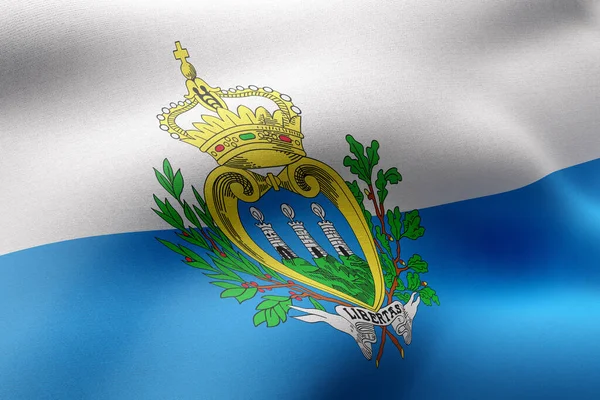Egy Selymes San Marino Zászló Részletének Ábrázolása — Stock Fotó