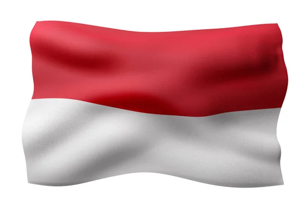 Vykreslení Hedvábné Indonéské Vlajky Izolované Bílém Pozadí — Stock fotografie