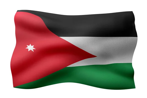 Darstellung Einer Seidenen Jordanischen Flagge Isoliert Auf Weißem Hintergrund — Stockfoto