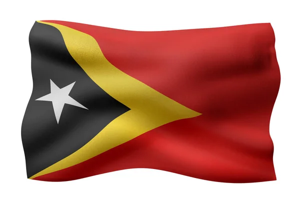 Rendering Una Bandiera Timor Est Serigrafata Isolata Sfondo Bianco — Foto Stock