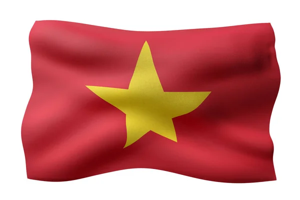 Representación Una Bandera Vietnam Sedosa Aislada Sobre Fondo Blanco —  Fotos de Stock