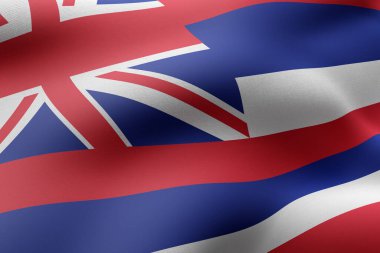 Üç boyutlu detaylı ve desenli Hawaii ABD bayrağı.