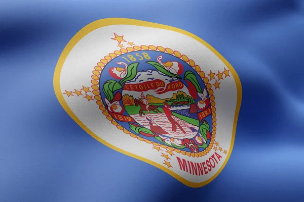 三维渲染的详细和纹理明尼苏达州国旗 — 图库照片