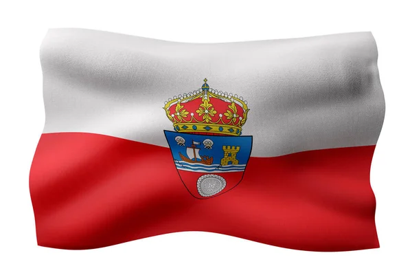 Rendering Silked Cantabria Spanish Community Flag White Background — Stock Photo, Image