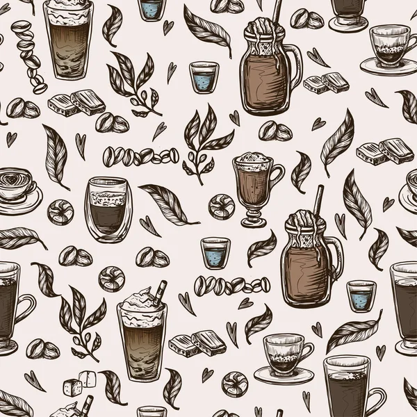 Kahve fincanları ile dikişsiz desen. Vektör.