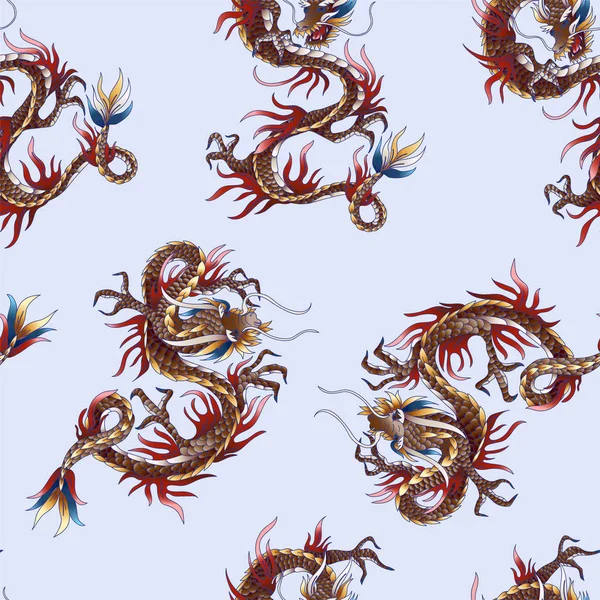 Çin geleneksel ejderha ile dikişsiz desen. Vektör.