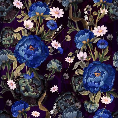 Klasik şakayık yağlı boyalı kusursuz desen. Vektör.