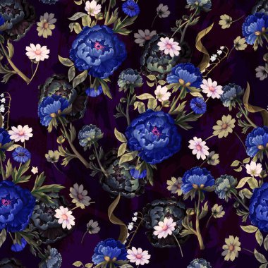 Klasik şakayık yağlı boyalı kusursuz desen. Vektör.