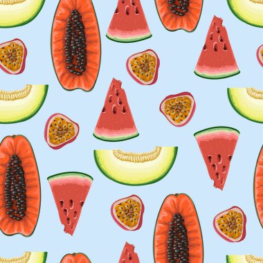 Egzotik meyveli kusursuz desen. Moda yazdırma.