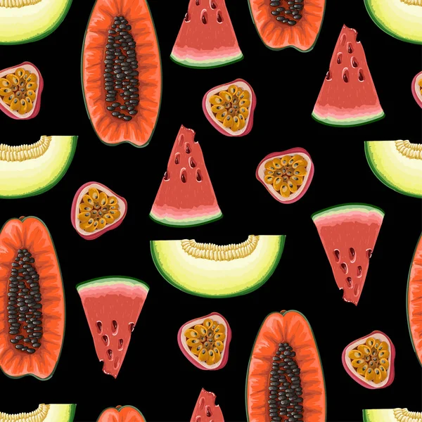 Patrón sin costuras con frutas exóticas. Estampado moderno . — Vector de stock