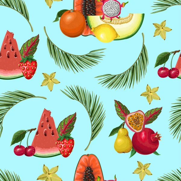 Patrón sin costuras con frutas exóticas. Estampado moderno . — Vector de stock