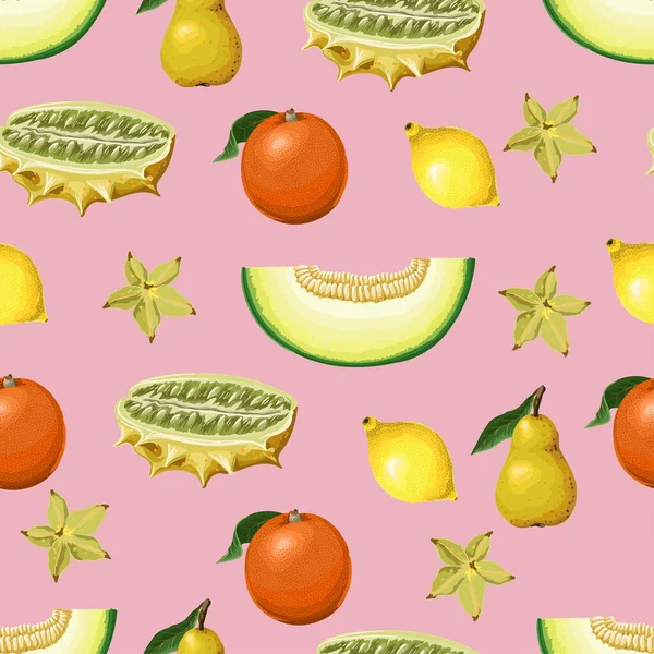 Patrón sin costuras con frutas exóticas. Estampado moderno . — Vector de stock