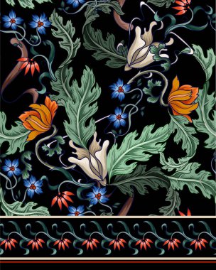 Kusursuz desenli, çiçek deco tarzında. Modern moda baskı.