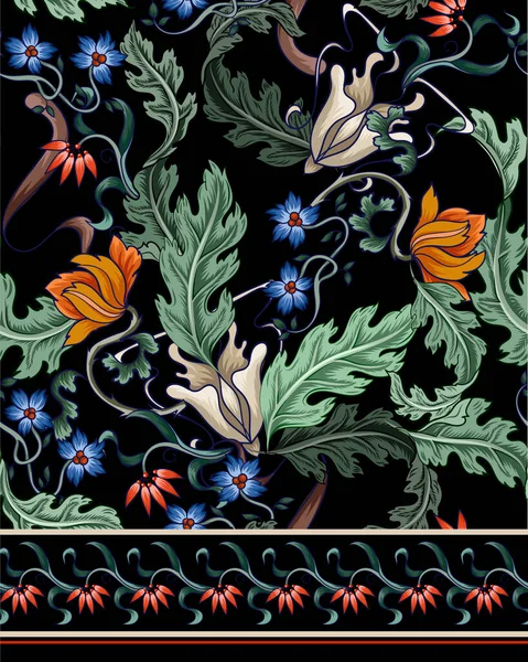 Kusursuz desenli, çiçek deco tarzında. Modern moda baskı.