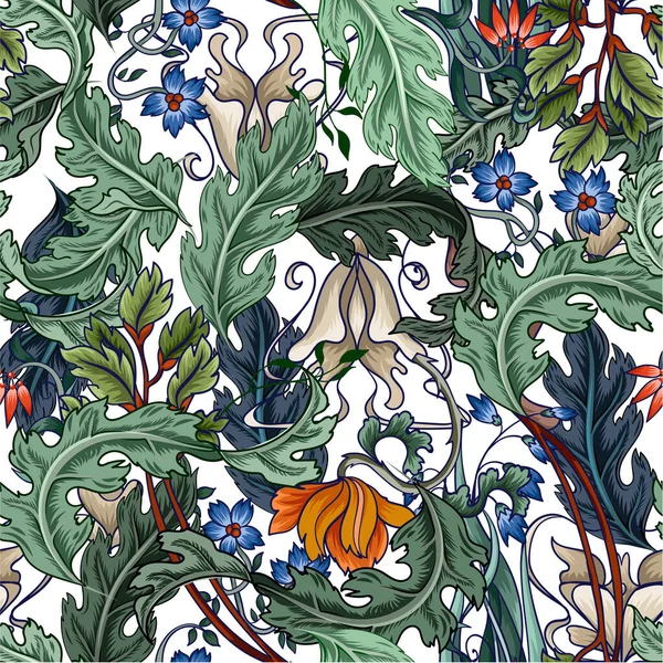 Naadloos patroon met bloemen in art deco stijl. Moderne trendy print. — Stockvector