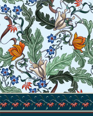 Kusursuz desenli, çiçek deco tarzında. Modern moda baskı.