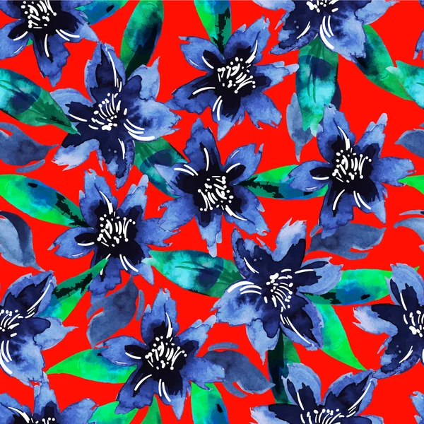 Modèle sans couture avec des fleurs d'aquarelle. Design textile floral tendance. Vecteur. — Image vectorielle