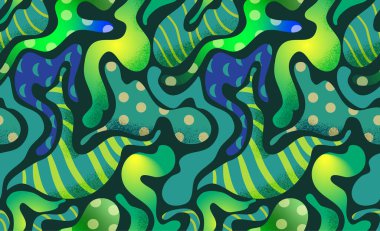 Renkli organik şekillere ve dokulara sahip kusursuz ve canlı soyut desen..
