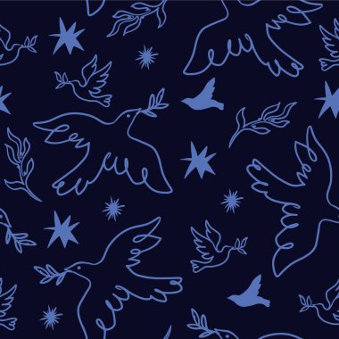 Kusursuz desenli güvercinler kuşları soyut desenli minimalist duvar kağıtları..