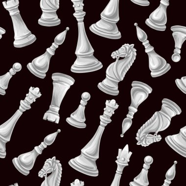 Kusursuz Satranç Parçaları Vektör Şablonu Klasik Siyah ve Beyaz Kral Kraliçe Kale Şövalyeleri.