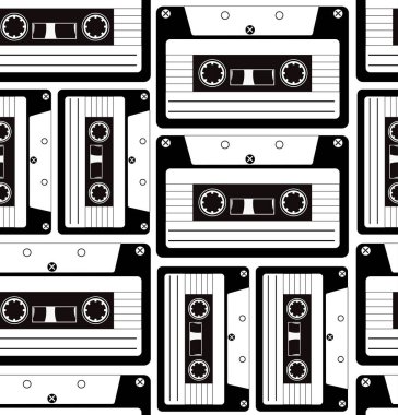 Stil Müzik Temalı Grafik Tasarımı İçin Kusursuz Retro Kaset Kalıbı.