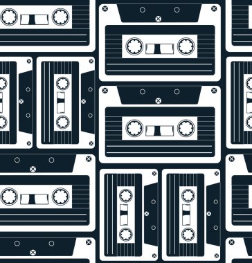 Stil Müzik Temalı Grafik Tasarımı İçin Kusursuz Retro Kaset Kalıbı.