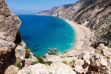Ionian sea Island'da dokunulmaz bir Plajı'na yukarıdan görüntülemek